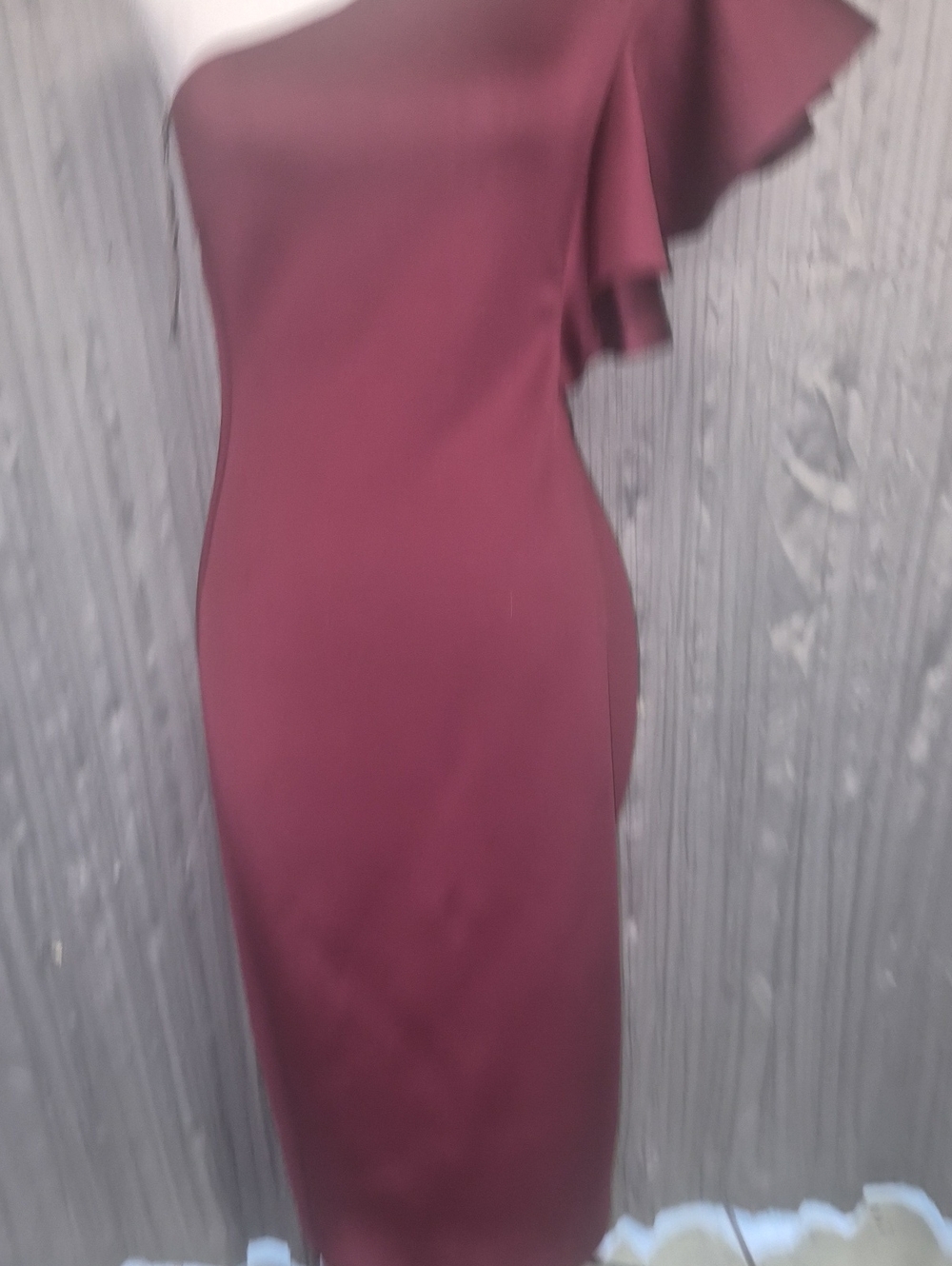 One-Shoulder Ruffled Sheath Dress in Dusty Rose Ptp 13-19+